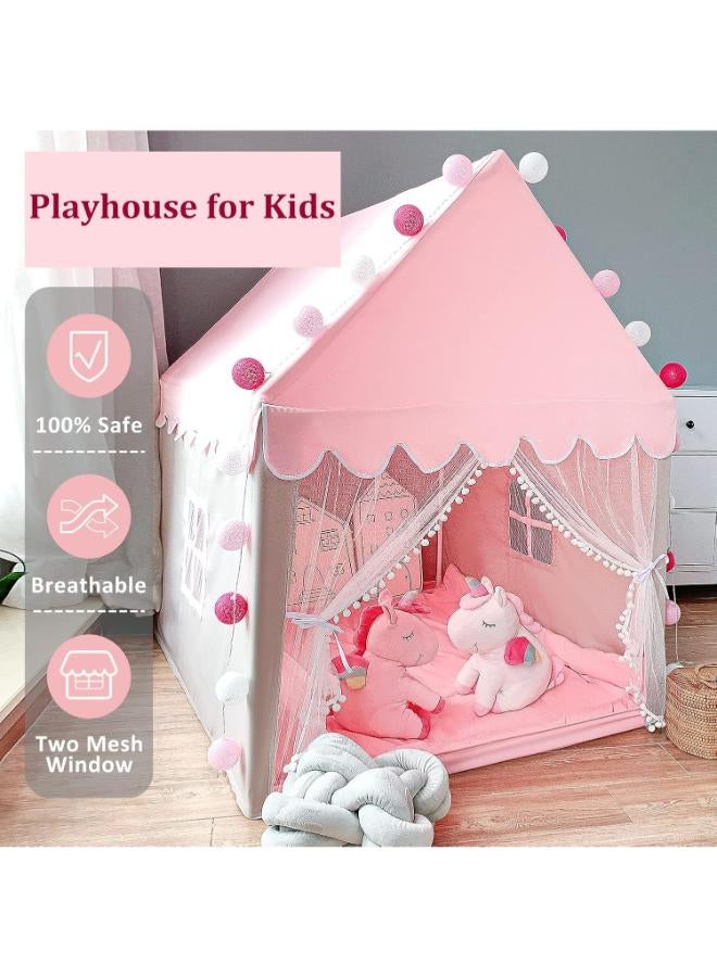 Kids Princess Castle Playhouse Tent – Foldable Indoor & Outdoor Play Tent (Pink) - Image 3